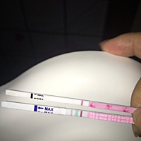 备孕半年了，这次姨妈推迟了三天，测的排卵试纸和早早孕，大家帮忙看看有没有中。谢啦！