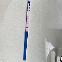 明天月经期，最近几天腰疼胸涨，肚子也涨，排卵期6月7号，中午回家测了一下，很浅的双杠，帮我看下是不...