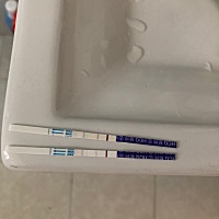 排卵试纸是昨天测试的结果 这个早孕试纸是今天早上跟昨天晚上的 怀孕几天才能够查出来啊 然后我中午又试...