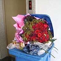 七夕情人节，垃圾桶都收到了鲜花，  让我们这些没有收到的情何以堪哈哈哈