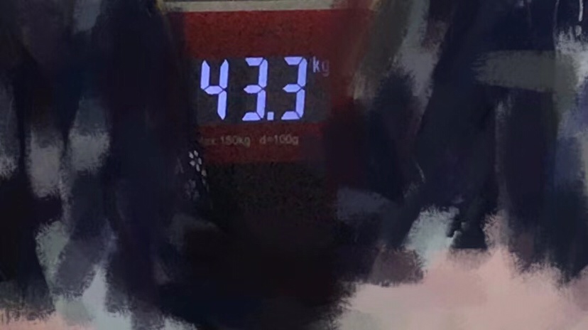 怀孕四个月时候的体重43.3kg
