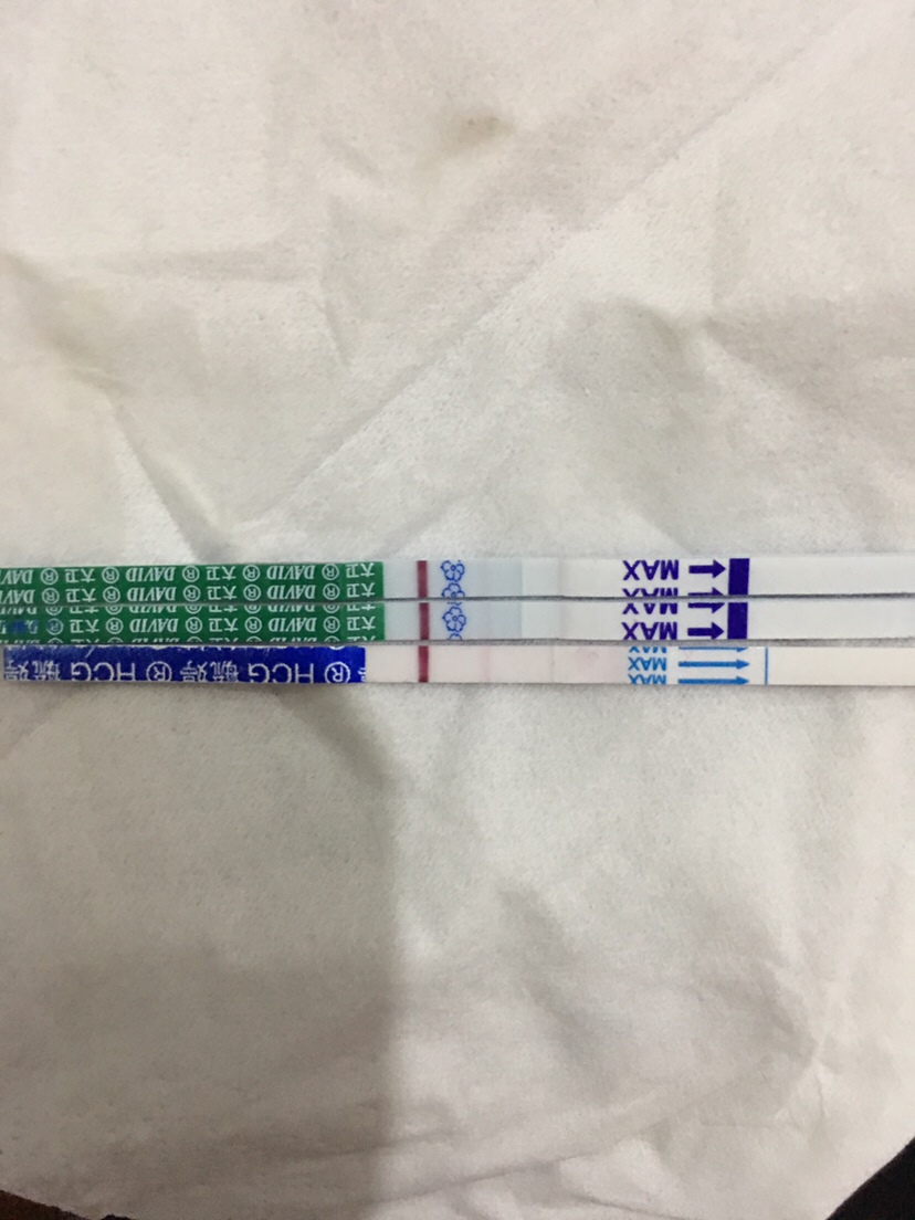 明天就来姨妈了，今晚心血来潮测了一下。
备孕一年多，这是真的有了吗