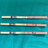 求助!请大家帮忙看一下排卵试纸.刚刚测的.这种情况是要排卵了吗?什么时候安排比较好呢?我平时周期大概25...