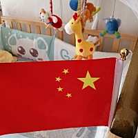 爱国，从娃娃抓起😌 宝爸给宝宝买的床吊饰真好看😘