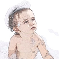 今天画了一个混血小baby，小家伙实在太可爱了，好想要啊～但是看看老公和我俩人，这长相，估计这辈子也...