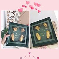 硕硕～百天时做的手脚印留念～终于干了，入相框了，完美