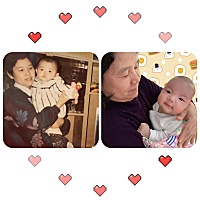 回家看相册发现了一张妈妈抱着我的照片 再看看相册里妈抱着我儿子照片 发现岁月不饶人啊 母爱真伟大！ 3...
