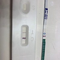 左边👈海氏海诺验孕棒（一开始没有2.3个小时后成这样）右大卫测的大白板（测了半个小时）是不是炸糊呀