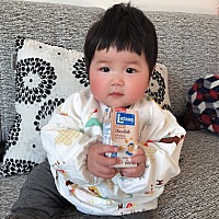 🎀宝贝七个月 一天比一天懂事 纯母乳喂养 夜奶两次  没出牙 能独坐 喜欢站 会叫爸爸妈妈 会拜拜 会投...