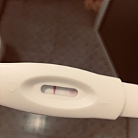 这是23号晚上测的，24号是月经期，因为从排卵那天同房过后就一直腰酸背痛一直犯困老是想睡觉胸也一直胀...
