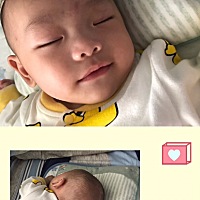 小宝贝，一转眼4个多月了，出生才4.4斤，现体重12斤，身长63cm，不达标偏瘦呢🤭 已戒人奶，目前奶粉喂...