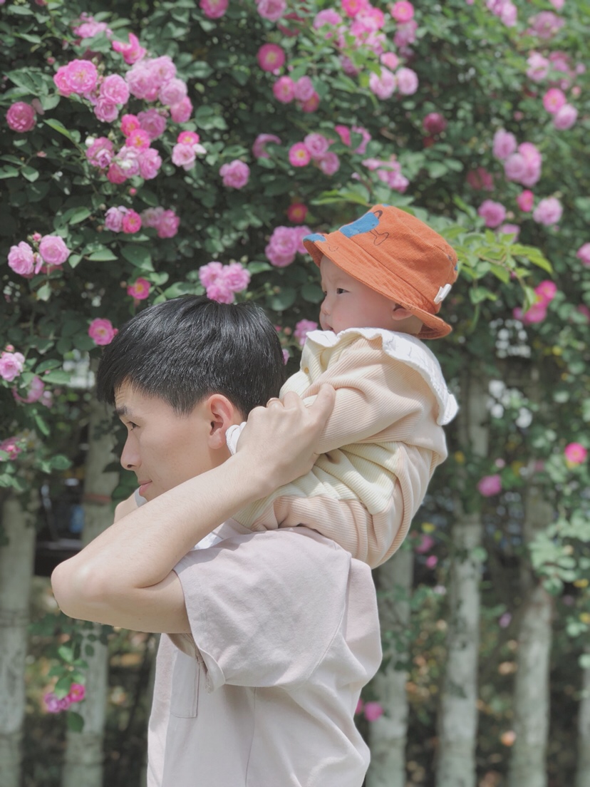 带儿子看花