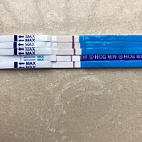 上个月25号的月经，16和18测得中间三张这样的试纸算中了吗？