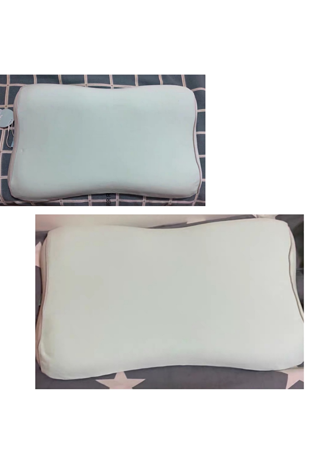 记忆枕：材质为高密度、吸震、可透气记忆棉，对身体压力小，自带抗菌除螨功能，吸湿性强，可以自动塑形固定头部减少落枕，可以预防颈椎问题促进睡眠～但是新买的记忆枕有气味，对气味敏感的宝宝不友好，而且记忆枕不易清洗，很难彻底晾干～