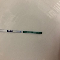 7月6排卵日，今天7月18日测的。末次月经6月20日。备孕两个月，还有两天大姨妈，有点魔道，感觉白板又感...