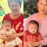 左边是我女儿和我妈妈，右边是我和我妈妈，像不像？