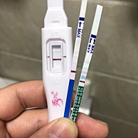 这是有了吗？正常应该26号来姨妈，但是昨晚测的比这三根颜色要深，备孕四个月了好怕是乌龙