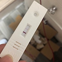 上次月经是7-26日至30日，到今天还没来月经，早上就去买了验孕棒测了下，请问现在这是什么情况？一边有...