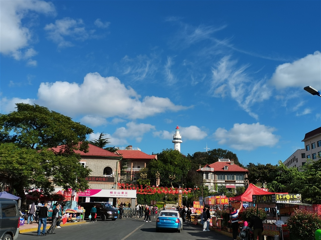 烟台山公园口，处处都是美景