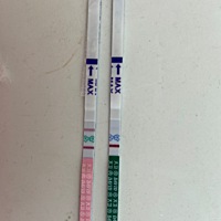 红色是排卵试纸，绿色是早早孕试纸，表示怀孕了吗