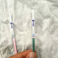 7号打的促排，今天排卵第十天测出来的，用早孕试纸和排卵试纸分开测的，几分钟后早孕试纸就出现看得见的...