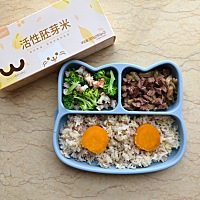 西兰花虾仁 平菇牛肩肉 胚芽米饭