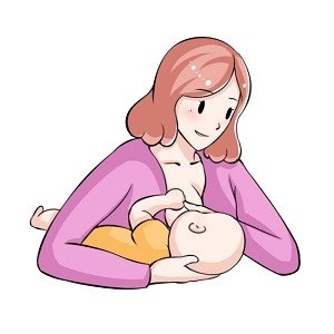 橄榄球式
橄榄球式适合剖宫产妈妈、乳房很大的妈妈、双胞胎妈妈使用。另外，这个姿势还可以帮含乳有困难的宝宝含住乳头。这个姿势就像在腋下夹了一个橄榄球，妈妈把宝宝放在腋下，用一只手臂夹着他的身体，并用手掌托住他的头。宝宝的鼻子要正对妈妈，和乳房在同一条直线上，双脚朝向妈妈的背部。
母乳喂养需要坚持，妈妈和宝宝只要经过一段时间的磨合，一定能找到让彼此都舒服的哺乳姿势。