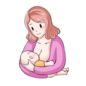 交叉式
有些宝宝发育不足，比如早产宝宝，可能不知道怎么含住乳头，这个姿势可以帮助他正确含乳。交叉式和前面所说的摇篮式很相似，但是手势相反：如果用右侧乳房喂宝宝，就把左手放在他的头部和耳朵下面托住他，尽可能让他的胸部和腹部贴近妈妈，帮助他更好地找到乳房位置。