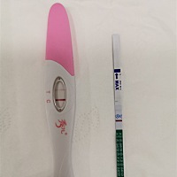 这个月应该21号来月经，现在还没有来，刚刚下午七点测的，这是怀孕了吗？